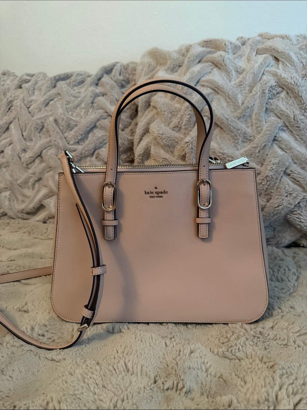 kate spade Pale Pink Leather Satchel with Removable Strap